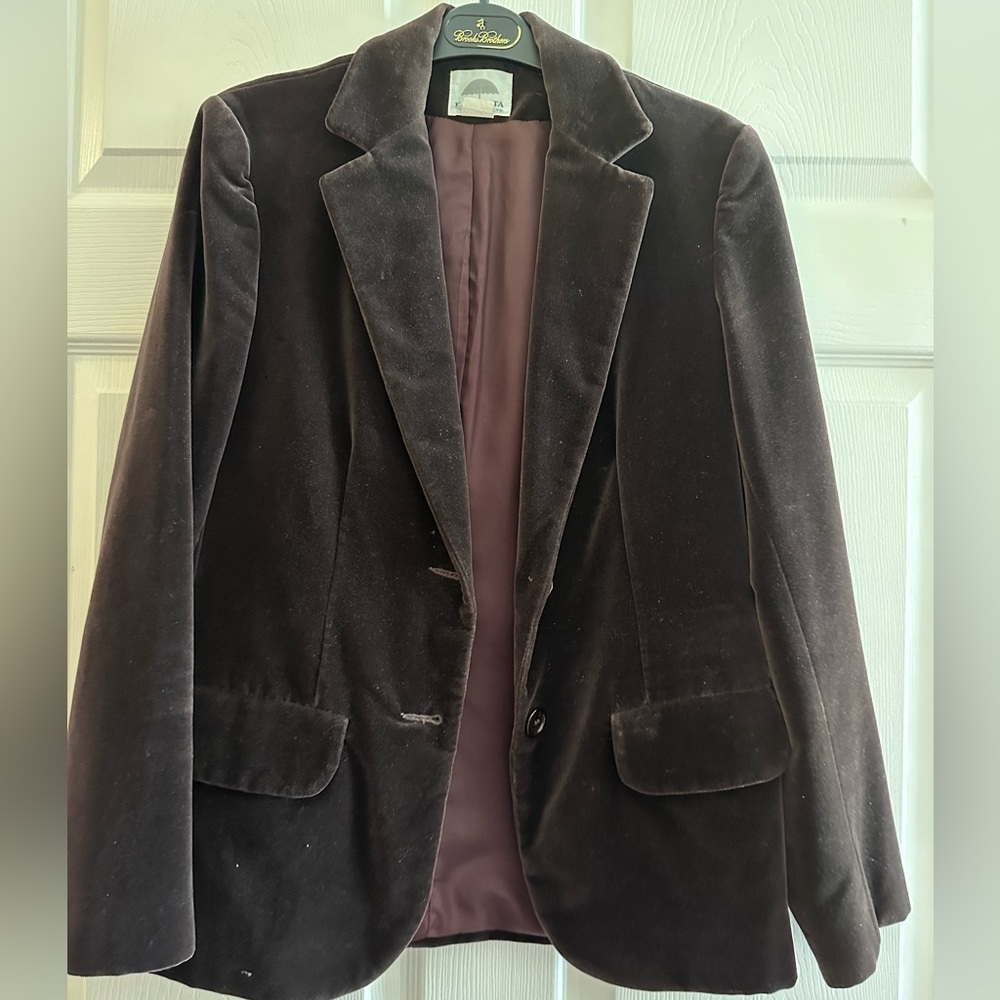 F. A. Chatta Women’s Velvet Jacket Blazer - Olive Green